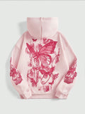 Fairycore Women's Butterfly Pattern Drawstring Hooded Sweatshirt