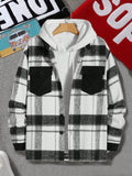 Men's Loose Fit Plaid Print Shacket Without Hoodie With Patch Pockets