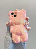 Cute Personality Laser 3d Bear Phone Case Compatible With Iphone 14 Pro Max/13/12 Pro/11 Soft Shell