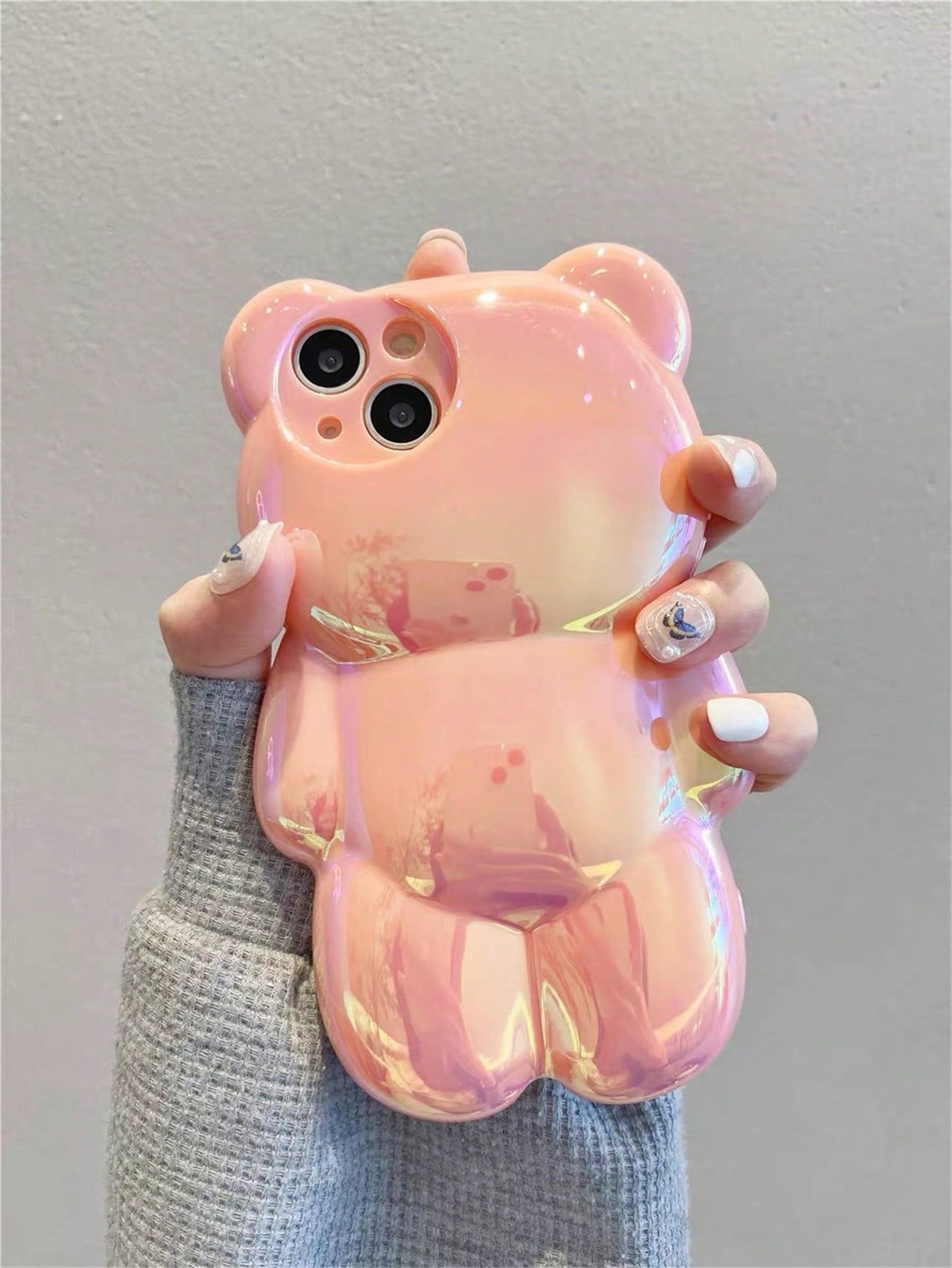 Cute Personality Laser 3d Bear Phone Case Compatible With Iphone 14 Pro Max/13/12 Pro/11 Soft Shell