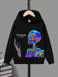 Teen Boy Skull & Slogan Graphic Hoodie