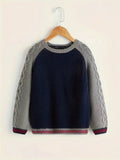 Baby Boy Contrast Raglan Sleeve Sweater