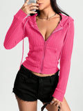 Women's Solid Color Drawstring Hoodie