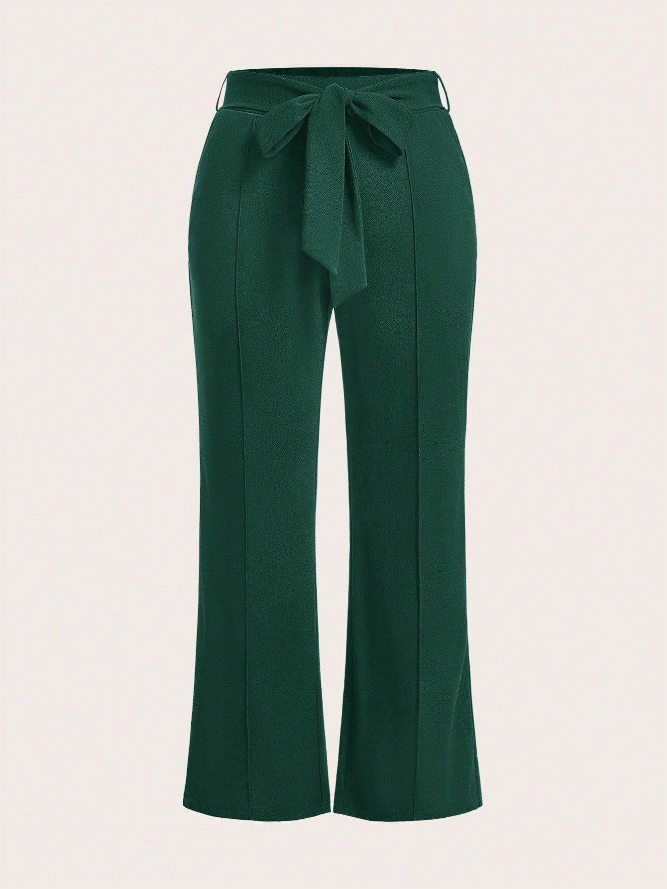 Plus Summer Women Solid Belted Flare Summer Leg Pants
