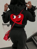 Cartoon Pattern Hooded Sweatshirt With Drawstring