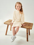 Girls' (Little) Long Sleeve Stand Collar Simple Knitted Sweater Dress