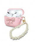 Creative 3D Bowknot Pearl Pendant Earphone Case Compatible With AirPods