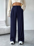 Solid Color Slanted Pocket Suit Pants