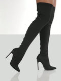 Sexy Elasticated Boots, Simple Pointed Toe Crystal High Heels, Single Sock Ankle Boots