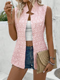 Jacquard Vest Suit Jacket With Open Front