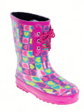 Kids Fashion Rubber Rainboot  W Fuax Fur