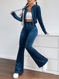Women's Velvet Drawstring Two Piece Set