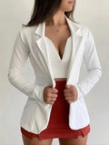 Solid Single Button Blazer Without Cami Top