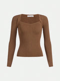 Teenage Girls' Long Sleeve Solid Color Sweater