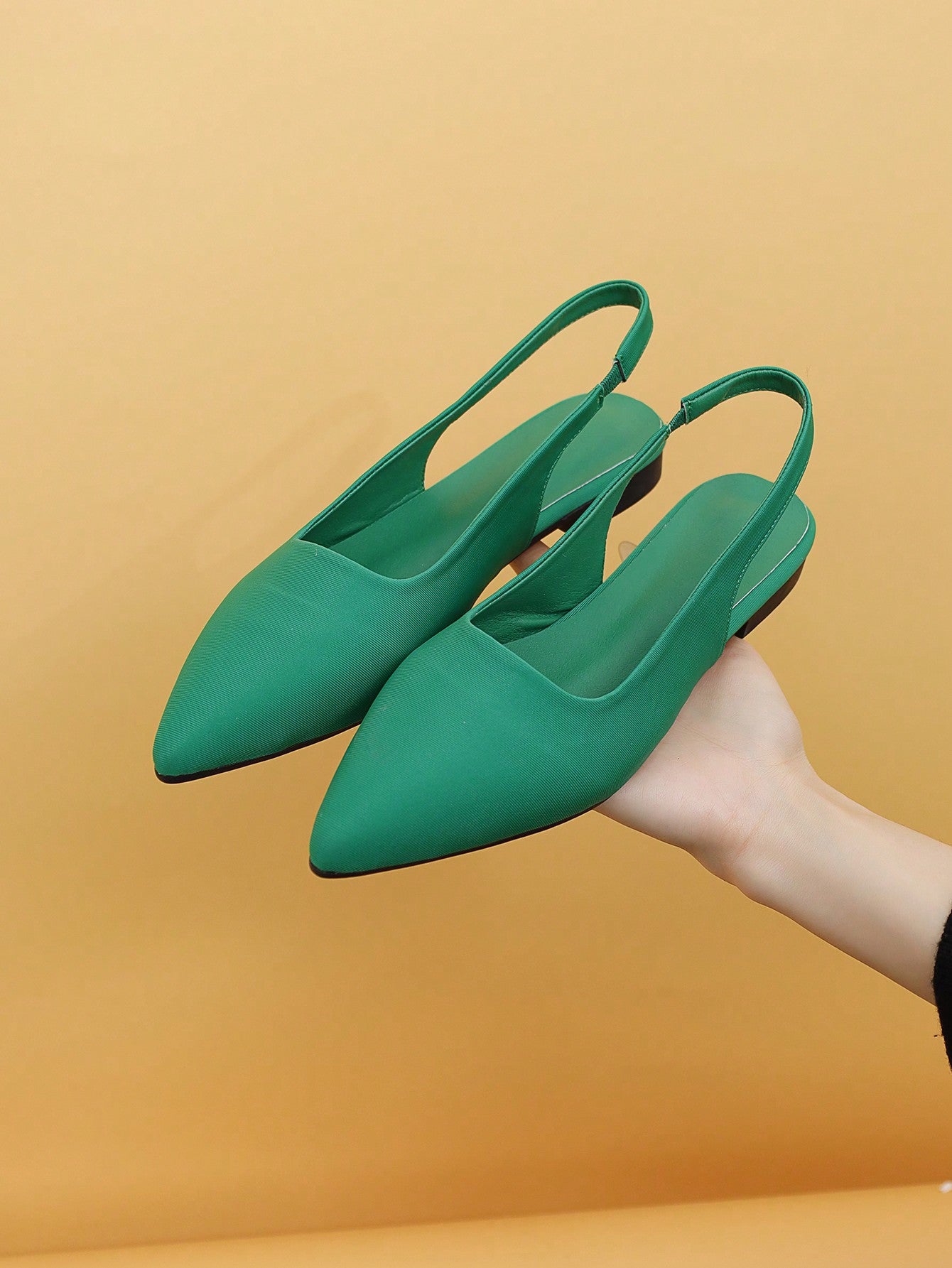 Women's Pointed-Toe Low-Heel Slingback Sandals With Bowknot Decor, Comfortable And Elegant, Spring And Summer Collection