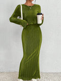 Solid Color Top And Skirt Two-piece Set