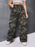 Plus Size Camouflage Print Cargo Jeans