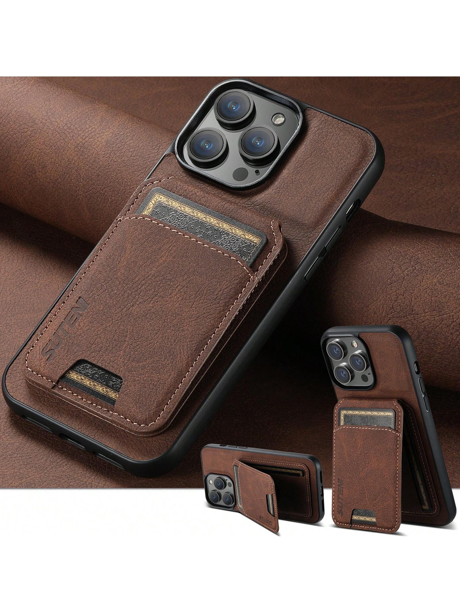 Men PU Leather Stand Phone Case Card Holder Wallet Phone Case Compatible With Apple/Samsung / Pixel/ Huawei/Honor/Xiaomi /IPhone/Brown