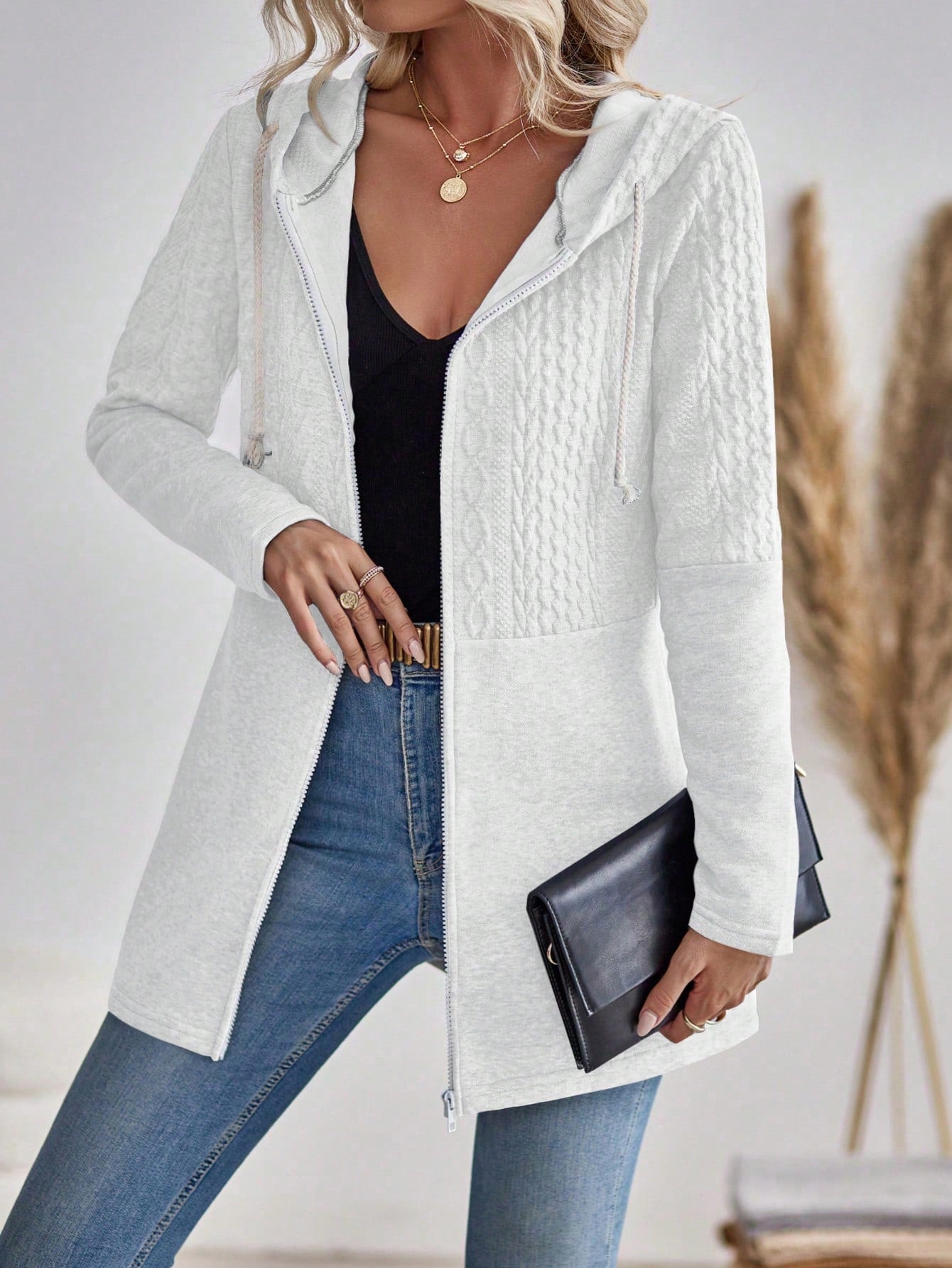 Women's Drawstring Hooded Regular Jacket