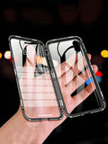 Double-Sided Magnetic Glass Flip Phone Case With Metal Frame, Anti-Drop Shell Compatible With Iphone 15 14 13 12 11 Xs Xr X 7 8plus Pro Max