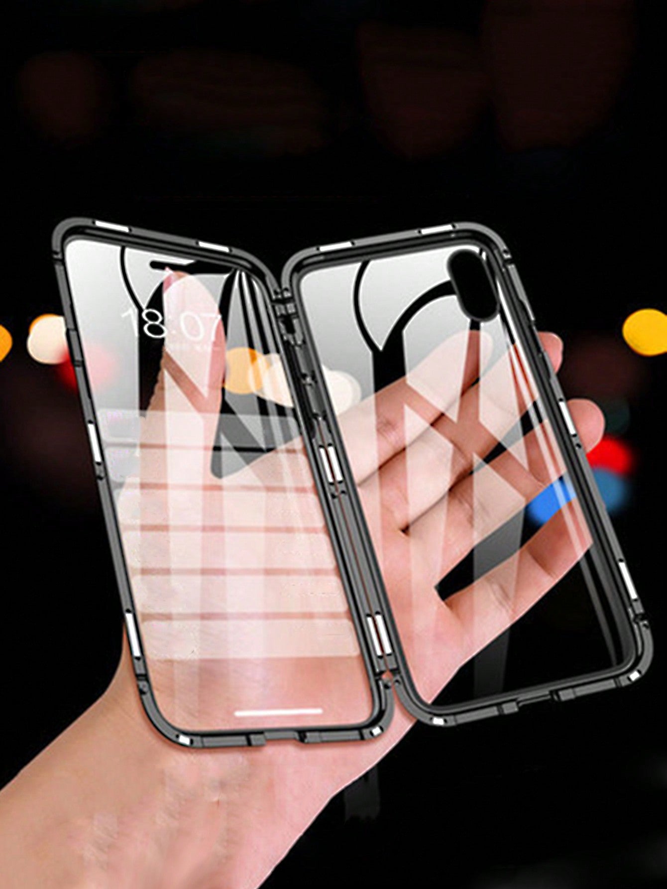 Double-Sided Magnetic Glass Flip Phone Case With Metal Frame, Anti-Drop Shell Compatible With Iphone 15 14 13 12 11 Xs Xr X 7 8plus Pro Max