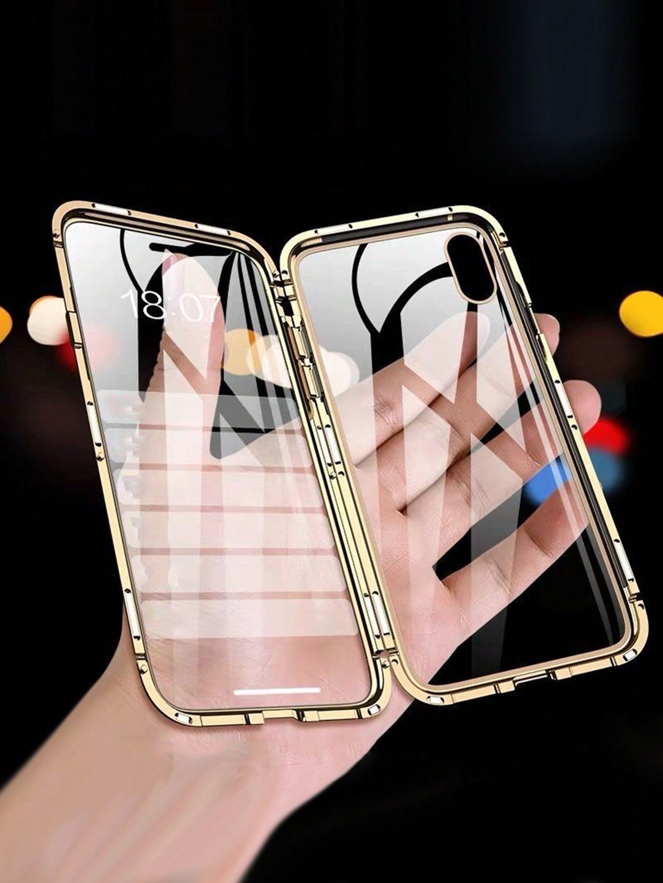 Double Sided Magnetic Flip Phone Case With Metal Frame And Anti-Drop Tempered Glass Back Cover, Compatible With Iphone 15 14 13 12 11 Xs Xr X 7 8plus Pro Max