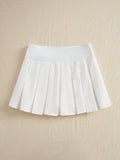 J-Fashion Solid Color Pleated Skirt