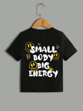 Young Boy's Casual Letter Printed Short Sleeve Round Neck T-Shirt, Suitable For Summer, Back View