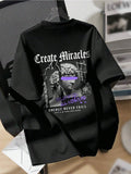 Kids' And Tween Boys' Extended Size Casual Print Round Neck Pullover Short Sleeve Loose Knit T-Shirt
