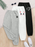 Tween Girls' Fashionable Sporty Knitted Jogger Pants, 3pcs/Pack