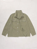 Plus Size Men'S Solid Color Cargo Denim Shirt