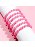 6pcs Random Color Girls' Beaded Charm Bracelet Jewelry Set, Children's Gift