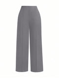 Plus Size Solid Color Straight Suit Pants