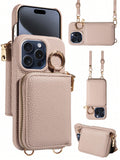 With Phone Charm A Multi-Functional Shoulder Cross-Body Zip Accordion Card Holder Wallet PU Phone Case Compatible With Apple / Samsung