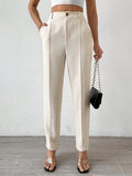 Solid Color Tapered Fit Casual Suit Pants