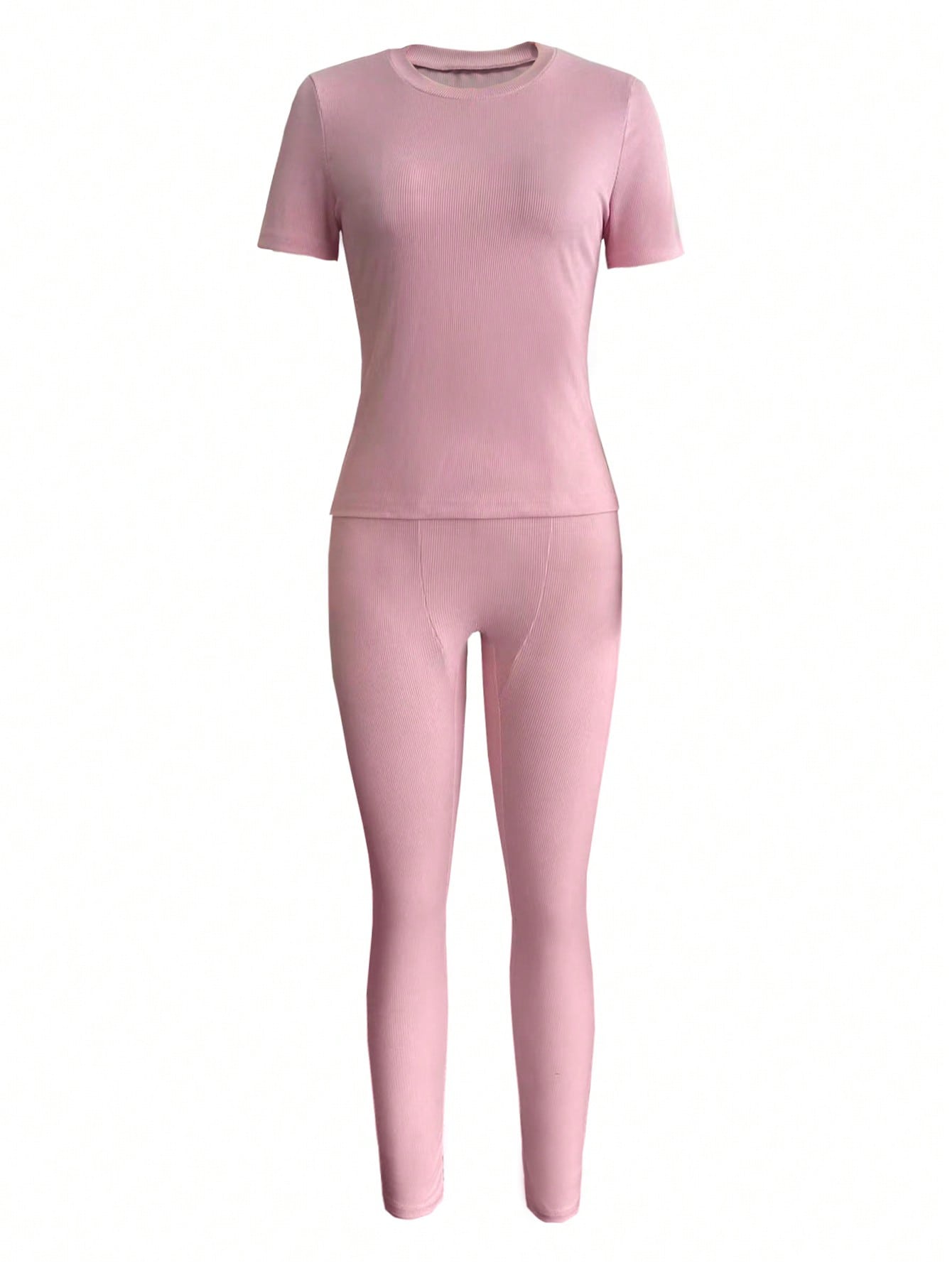 Ladies' Round Neck Short Sleeve T-Shirt And Pants Set