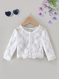 Young Girl Flower Design Elegant Lace Edge Round Neck Jacket For Wedding