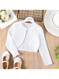 Patpat Tween Girl Bowknot Design Waffle Solid Color Cardigan