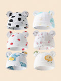 6pcs Newborn Baby Cap, Spring And Autumn, Super Cute, 0-3 Months, Hat With Knot, Infant Cap For Hospital