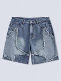 Street Life Men's Frayed Hem Denim Shorts With Pockets