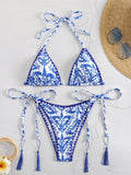 Swim Summer Beach Women's Floral Print Halter Neck Bikini Set Carnival