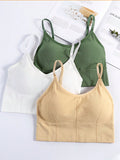 Teenage Girls' Solid Color Bra With Removable Pads, 3pcs/Set