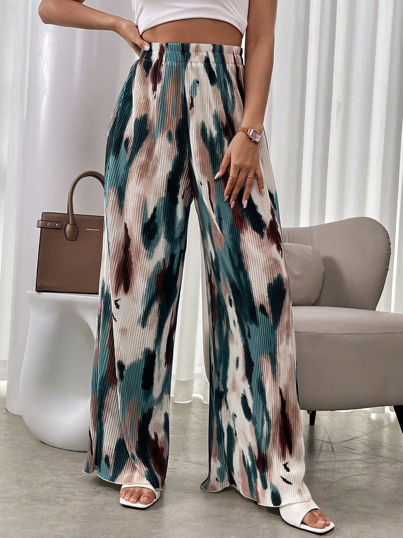 Frenchy Tie-Dye Wide Leg Casual Pants