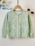Young Girl Hollow Out Flower Pattern Cardigan Sweater