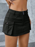 Denim Low Waist Mini Skirt