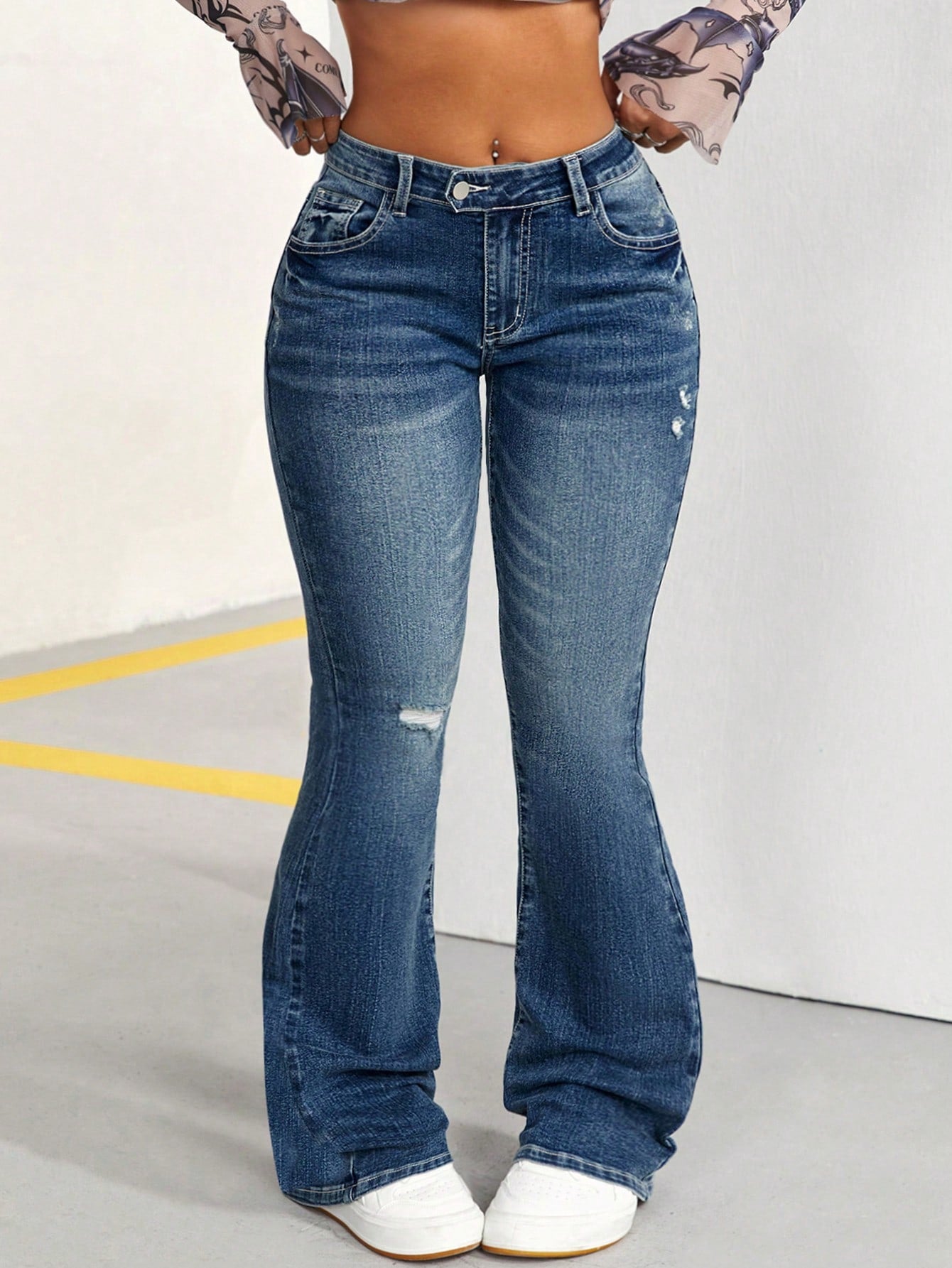 Bootcut Jeans With Washed Finish