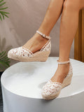 New Arrival Fashionable Women'S Platform Wedge Sandals With Hollow Out Design And Chunky Heel
