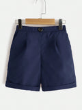 Young Boy Solid Color Gentleman Casual Shorts