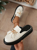 Vintage Outdoor Round Toe Thick Platform Mules With Crocodile Pattern