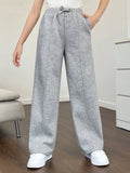 Tween Girl's Knitted Solid Color Loose Fit Casual Sweatpants For Spring/Summer